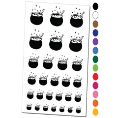 Witch's Bubbling Cauldron Magic Halloween Temporary Tattoo Water Resistant Fake Body Art Set Collection Black