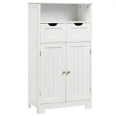 Bathroom Wooden Side Cabinet with 2 Drawers and 2 Doors White
