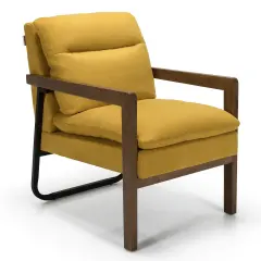 Single Sofa Chair with Extra-Thick Padded Backrest and Seat Cushion Yellow