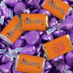 124 Pcs Halloween Candy Party Favors Hershey's Miniatures & Kisses - Purple Spirit