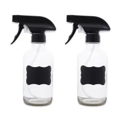DII 8oz Clear Glass Spray Bottle (Set of 2) With Labels