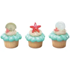 Sea Shell Cupcake Rings, 12ct