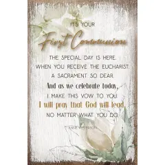 Dexsa First Communion Inspirational Wood Plaque 6 inches x 9 inches