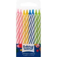 Assorted Colors Candy Stripe Spiral Candles, 16pc