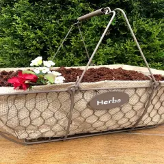 Herb Wire & Burlap Basket Planter