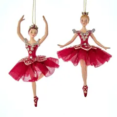 6.25" Regal Red Ballerina Ornaments - Set of 2 Assorted Designs Elegant Christmas D&eacute;cor