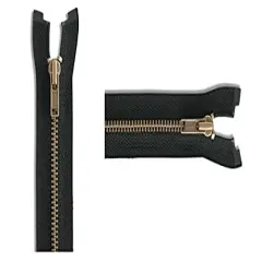 #3 Antique Brass Lightweight Black Metal Separating YKK Jacket Zipper - Choose Length - Color: Black - 1 Zipper Per Pack - Made in The United States. (26" Inches)