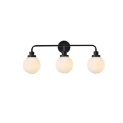 Hanson 3 lights bath sconce in black with frosted shade