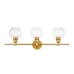 Collier 3 light Brass and Clear glass Wall sconce