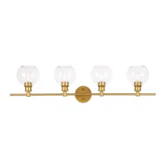 Collier 4 light Brass and Clear glass Wall sconce