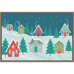 Fa La La I Christmas Houses by Gia Graham Canvas Art Framed