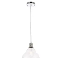 Gil 1 light Chrome and Clear seeded glass pendant