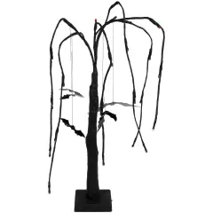 Northlight LED Lighted Glittered Halloween Willow Tree with Bats - 24" - Orange Lights Black