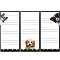 Wrapables Magnetic Notepads for Refrigerator, To-Do lists, Grocery Shopping, Memo, Reminders (Set of 3) Dogs