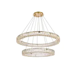 Monroe 36 inch LED double ring chandelier in gold
