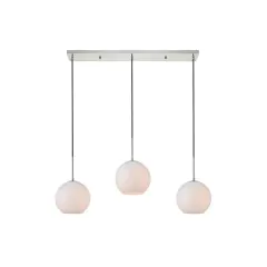 Baxter 3 Lights Chrome Pendant With Frosted White Glass
