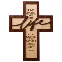 Dexsa I Am The Way Inspirational Laser-Cut Wood Cross Plaque 7.5 inches x 10 inches