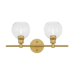 Collier 2 light Brass and Clear glass Wall sconce
