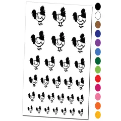 Proud Little Rooster Chicken Temporary Tattoo Water Resistant Fake Body Art Set Collection Dark Blue