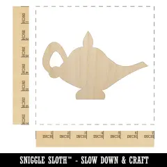Genie Lamp Unfinished Wood Shape Piece Cutout for DIY Craft Projects