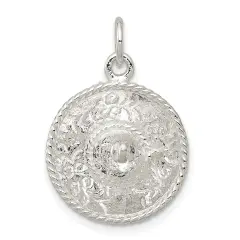 Sterling Silver Sombrero Charm Pendant Jewelry Mexico 20mm x 15mm