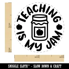 Teaching is My Jam Teacher School Apples Canning Self-Inking Rubber Stamp Ink Stamper for Stamping Crafting Planners Sky Blue