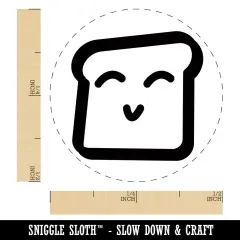 Happy Toast Kawaii Outline Self-Inking Rubber Stamp for Stamping Crafting Planners Lime Green