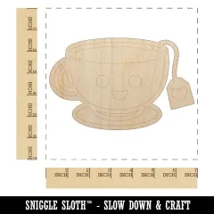 Kawaii Cute Cup of Tea Unfinished Wood Shape Piece Cutout for DIY Craft Projects