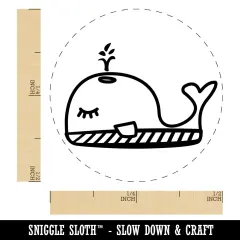 Snoozing Whale Doodle Self-Inking Rubber Stamp for Stamping Crafting Planners Green