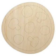 Pepperoni Mushroom Pizza Doodle Unfinished Wood Shape Piece Cutout for DIY Craft Projects