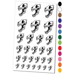 Gray Wolf Skull Temporary Tattoo Water Resistant Fake Body Art Set Collection Orange