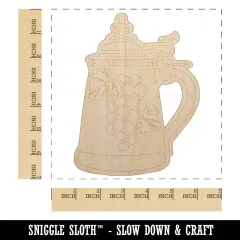 Hand Drawn German Beer Stein Unfinished Wood Shape Piece Cutout for DIY Craft Projects