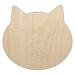 Cat Face Unfinished Wood Shape Piece Cutout for DIY Craft Projects