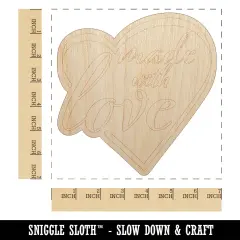 Made with Love in Heart Unfinished Wood Shape Piece Cutout for DIY Craft Projects