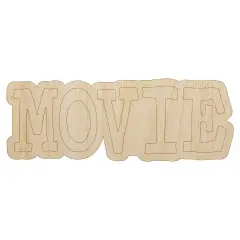 Movie Fun Text Unfinished Wood Shape Piece Cutout for DIY Craft Projects