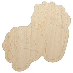 Bear Tracks Animal Paw Prints Unfinished Wood Shape Piece Cutout for DIY Craft Projects