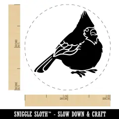 Puffy Cardinal Bird Self-Inking Rubber Stamp for Stamping Crafting Planners Orange