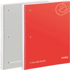 Enday C/R 100 Ct. 1-Subject Spiral Notebook Red