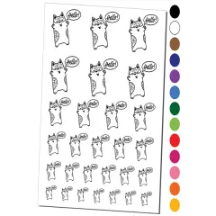 Corgi Dog Hello Doodle Temporary Tattoo Water Resistant Fake Body Art Set Collection Orange