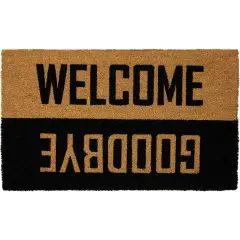 Northlight Natural Coir "Welcome Goodbye" Outdoor Doormat 18" x 30" Black