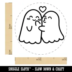 Two Ghosts in Love Kissy Face Halloween Self-Inking Rubber Stamp for Stamping Crafting Planners Pink
