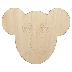 Koala Face Unfinished Wood Shape Piece Cutout for DIY Craft Projects