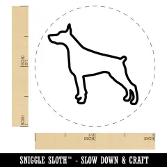 Dobermann Pinscher Dog Outline Self-Inking Rubber Stamp for Stamping Crafting Planners Red