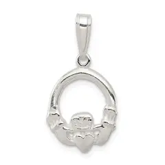 Sterling Silver Claddagh Charm Pendant Irish Jewelry 26mm x 15mm