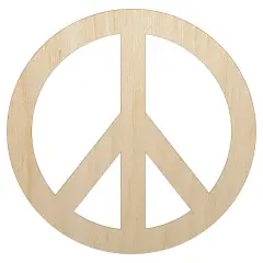 Peace Sign Unfinished Wood Shape Piece Cutout for DIY Craft Projects