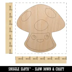 Cute Kawaii Toadstool Mushroom Unfinished Wood Shape Piece Cutout for DIY Craft Projects