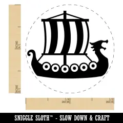 Viking Dragon Longship with Striped Sail Self-Inking Rubber Stamp for Stamping Crafting Planners Lime Green