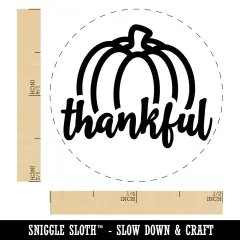 Thankful Pumpkin Thanksgiving Autumn Self-Inking Rubber Stamp Ink Stamper for Stamping Crafting Planners Red
