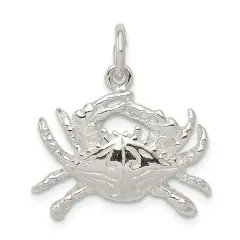 Sterling Silver Crab Charm Pendant Cancer Jewelry 17mm x 22mm