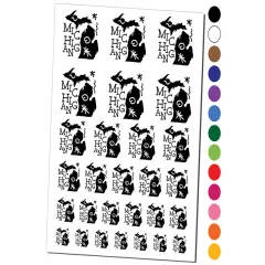 Michigan State with Text Swirls Temporary Tattoo Water Resistant Fake Body Art Set Collection Dark Blue